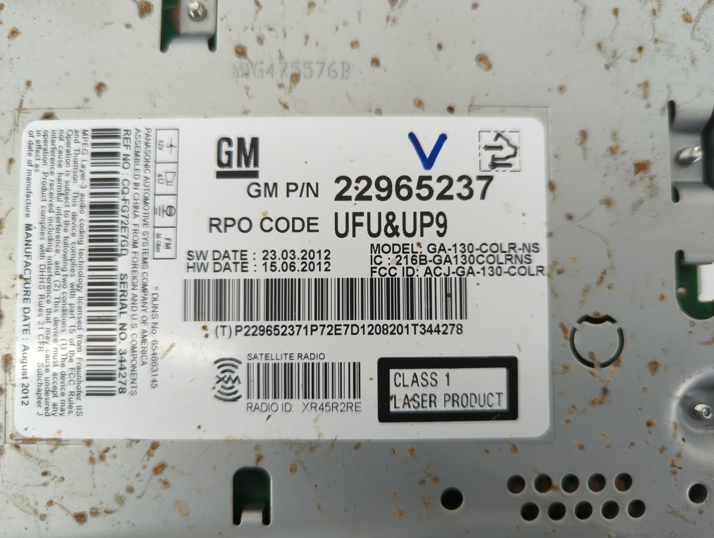 2013-2013 Chevrolet Cruze Am Fm Cd Player Radio Receiver - Oemusedautoparts1.com