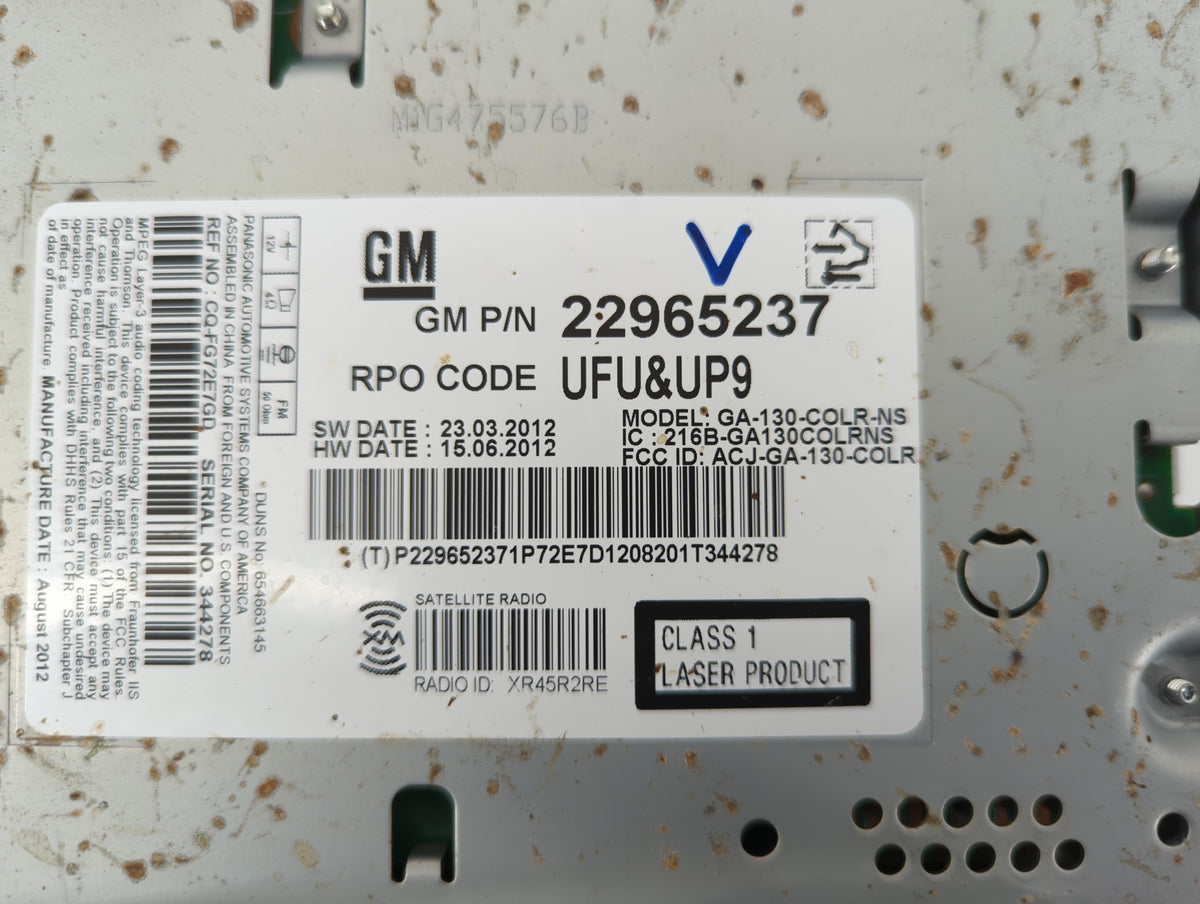 2013-2013 Chevrolet Cruze Am Fm Cd Player Radio Receiver 528022 - Oemusedautoparts1.com