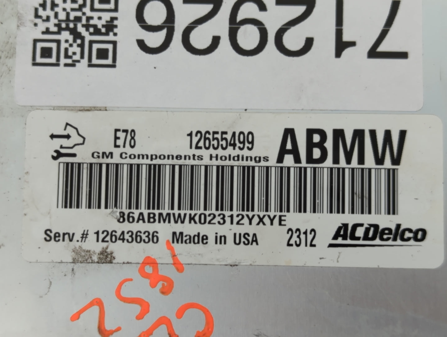2012-2016 Chevrolet Cruze PCM Engine Control Computer ECU ECM PCU OEM P/N:12655499 12643636 Fits OEM Used Auto Parts - Oemus