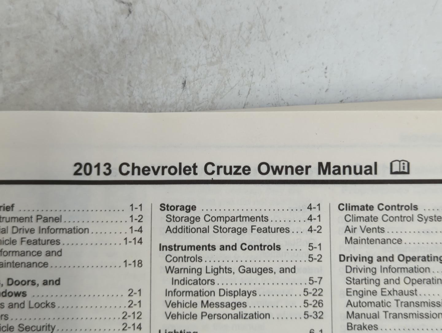 2013 Chevrolet Cruze Owners Manual Book Guide P/N:22771025 A OEM Used Auto Parts - Oemusedautoparts1.com