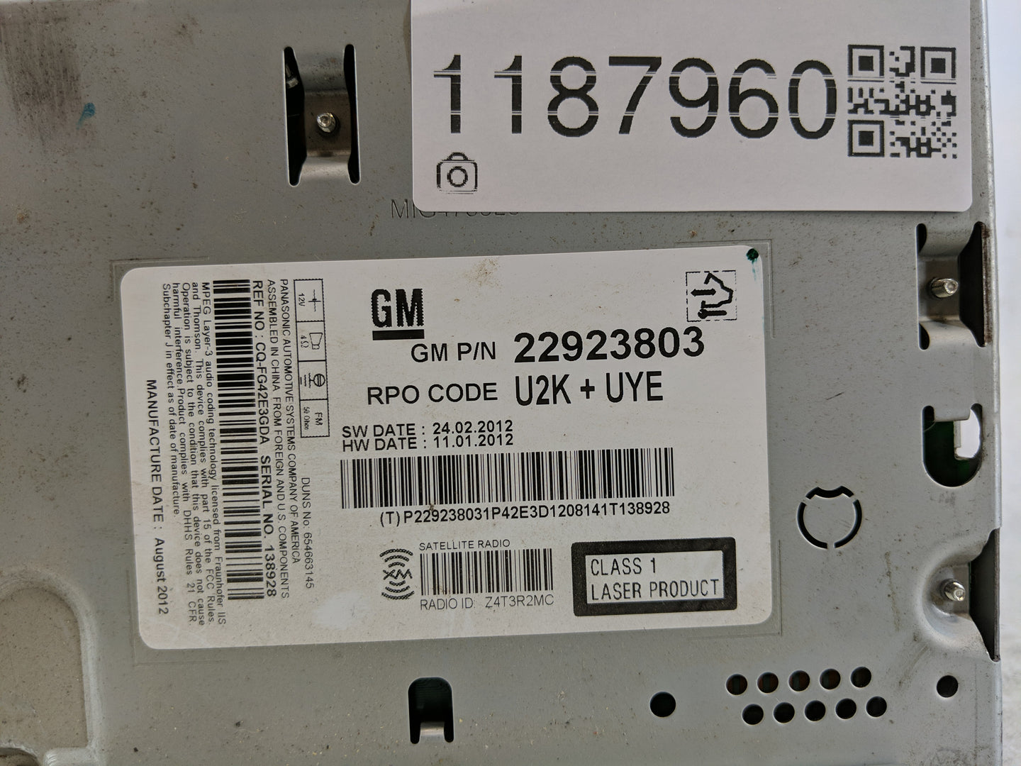 2013-2015 Chevrolet Equinox Radio AM FM Cd Player Receiver Replacement P/N:22923803 Fits Fits 2013 2014 2015 2016 OEM Used A