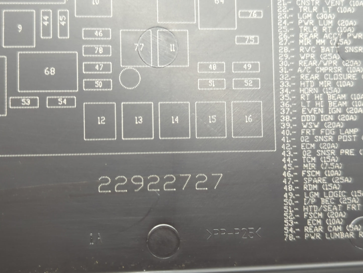 2013-2016 Chevrolet Equinox Fusebox Fuse Box Panel Relay Module P/N:22922727 Fits Fits 2013 2014 2015 2016 OEM Used Auto Par