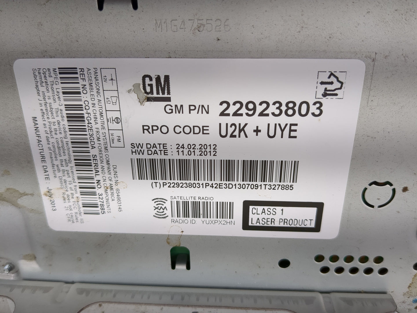 2013-2015 Chevrolet Equinox Radio AM FM Cd Player Receiver Replacement P/N:22923803 Fits Fits 2013 2014 2015 2016 OEM Used A