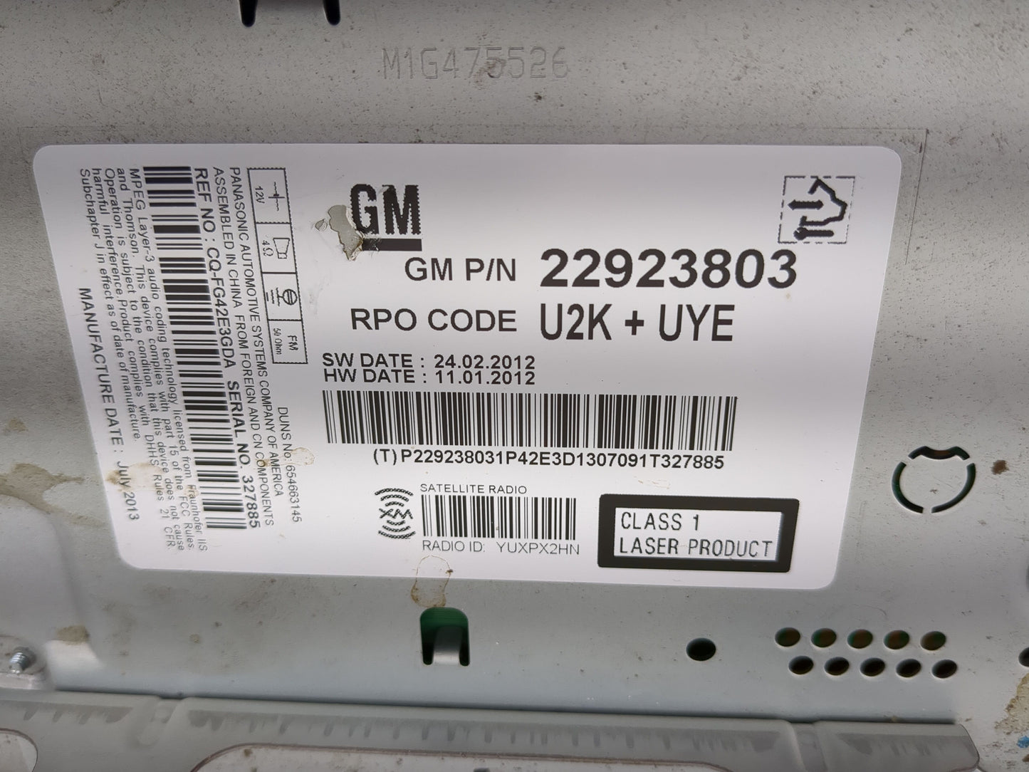 2013-2015 Chevrolet Equinox Radio AM FM Cd Player Receiver Replacement P/N:22923803 Fits Fits 2013 2014 2015 2016 OEM Used A