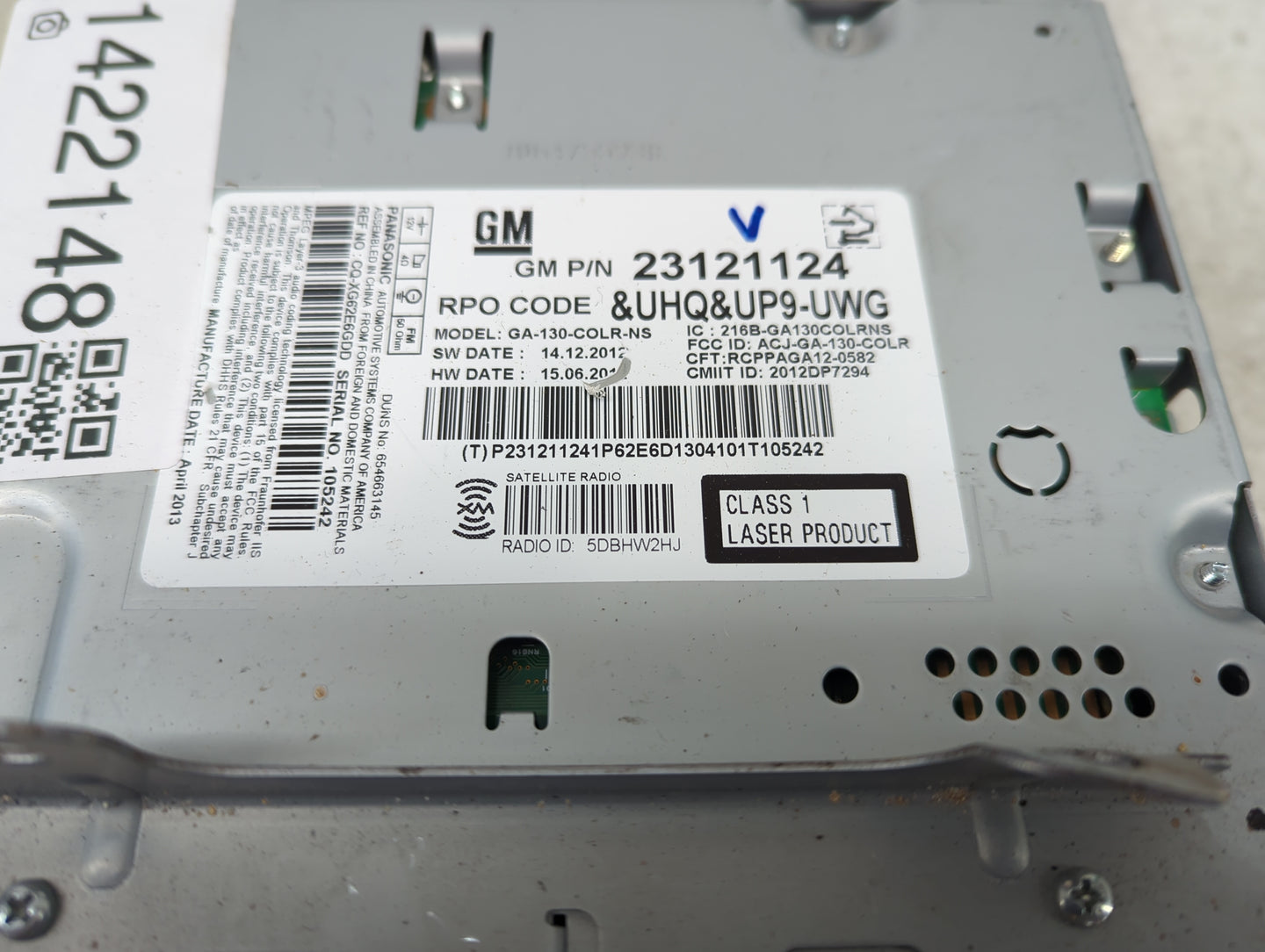 2013 Chevrolet Equinox Radio AM FM Cd Player Receiver Replacement P/N:23121124 Fits OEM Used Auto Parts - Oemusedautoparts1.