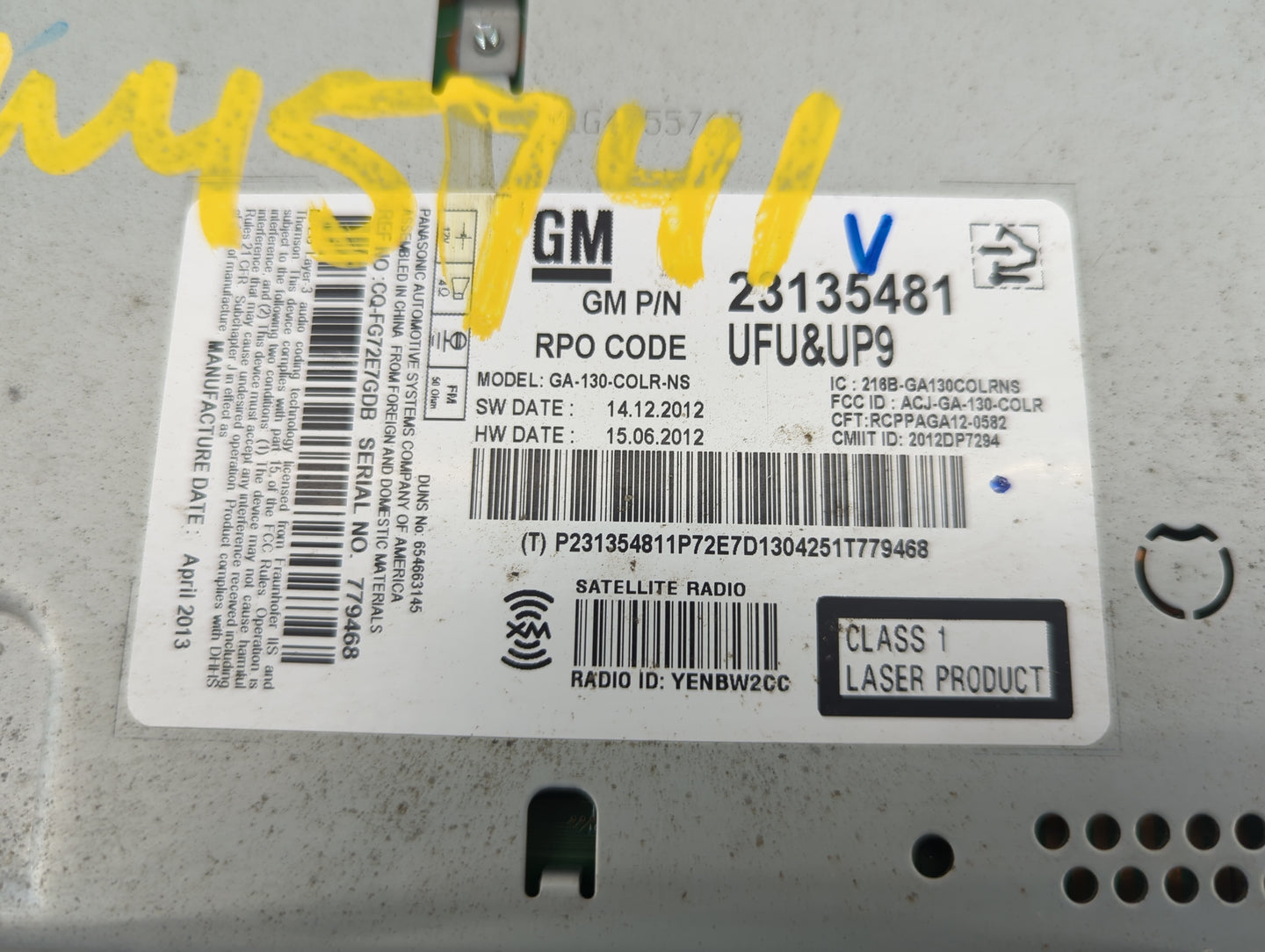 2013 Chevrolet Equinox Radio AM FM Cd Player Receiver Replacement P/N:23135481 GA-130-COLR-NS, ACJ-GA-130-COLR Fits OEM Used