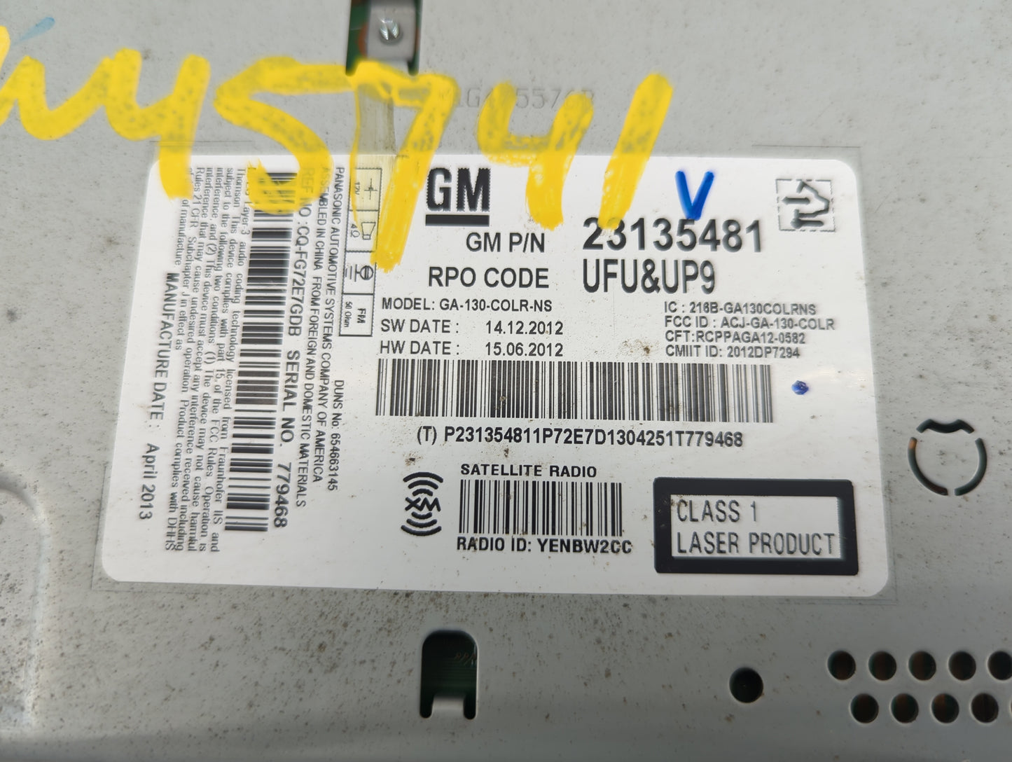 2013 Chevrolet Equinox Radio AM FM Cd Player Receiver Replacement P/N:23135481 GA-130-COLR-NS, ACJ-GA-130-COLR Fits OEM Used
