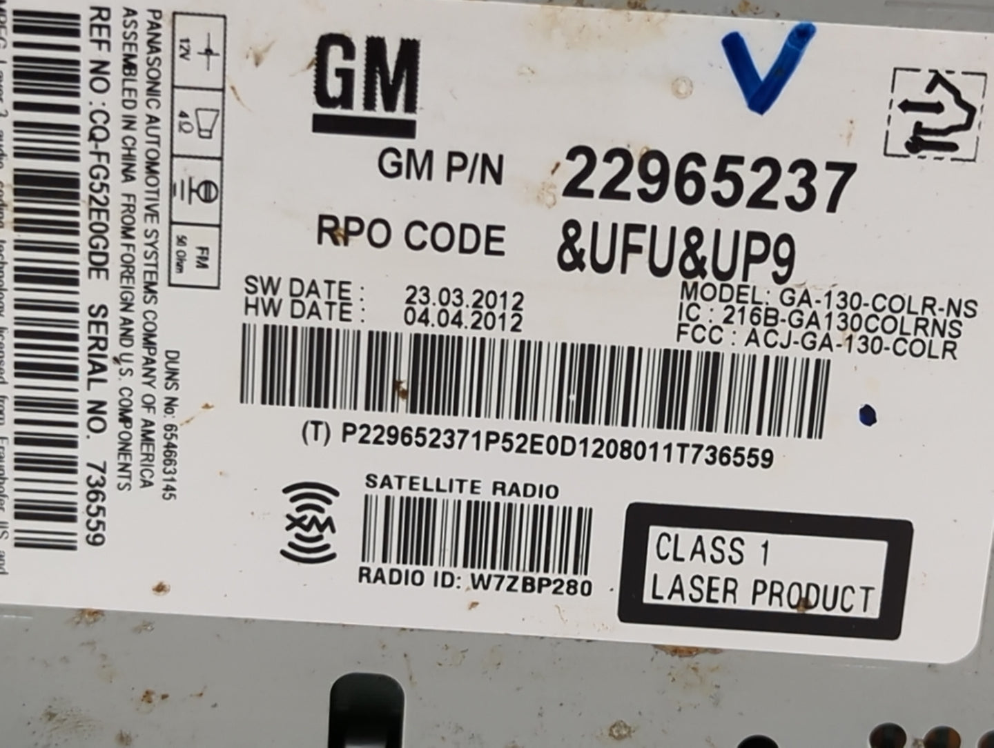 2013 Chevrolet Equinox Radio AM FM Cd Player Receiver Replacement P/N:22965237 Fits OEM Used Auto Parts - Oemusedautoparts1.