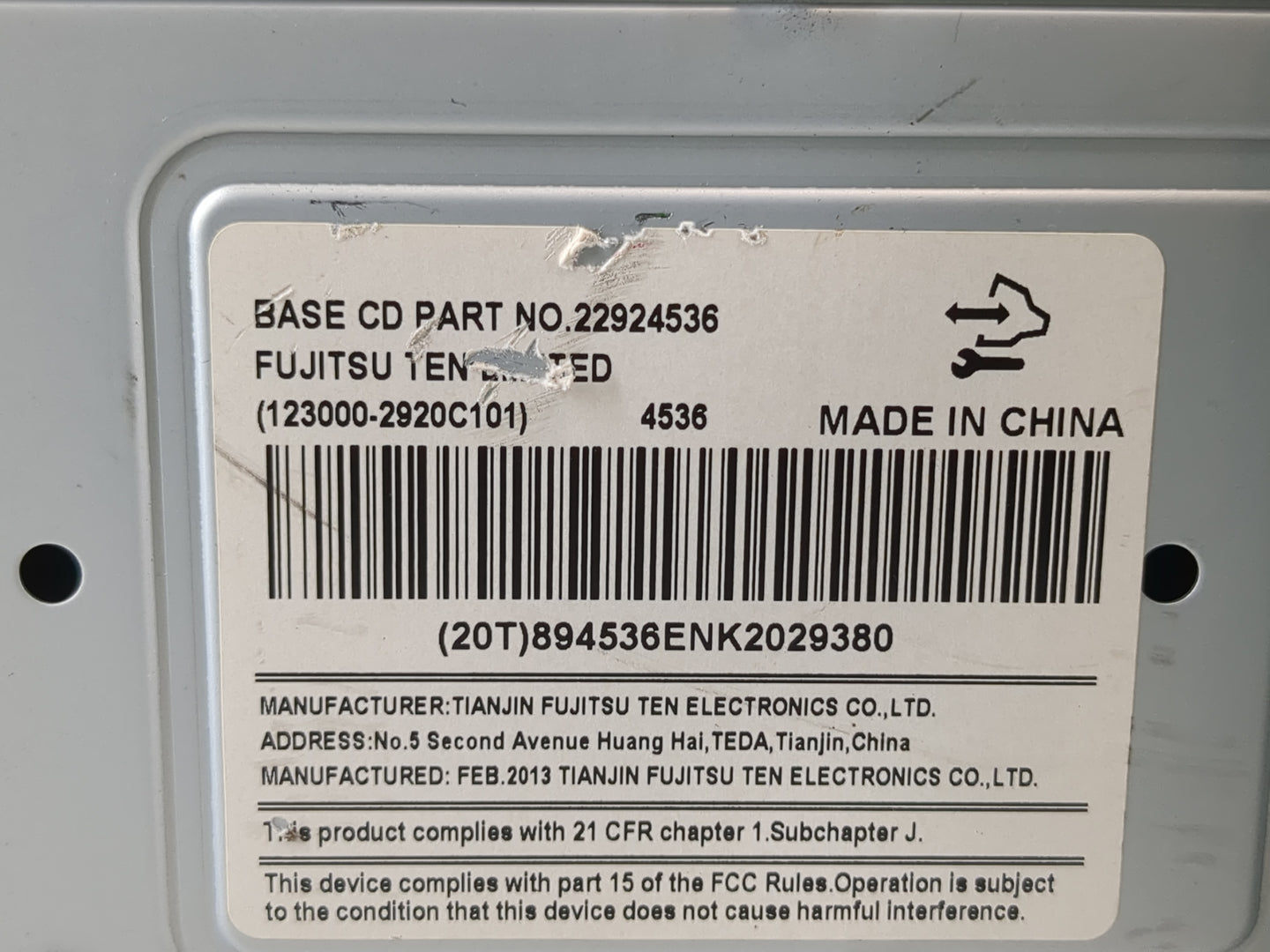 2009-2016 Chevrolet Impala Radio AM FM Cd Player Receiver Replacement P/N:22924536 Fits OEM Used Auto Parts - Oemusedautopar