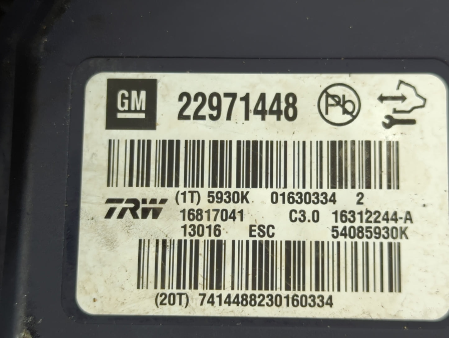 2013-2016 Chevrolet Malibu ABS Pump Control Module Replacement P/N:22971448 Fits Fits 2012 2013 2014 2015 2016 OEM Used Auto