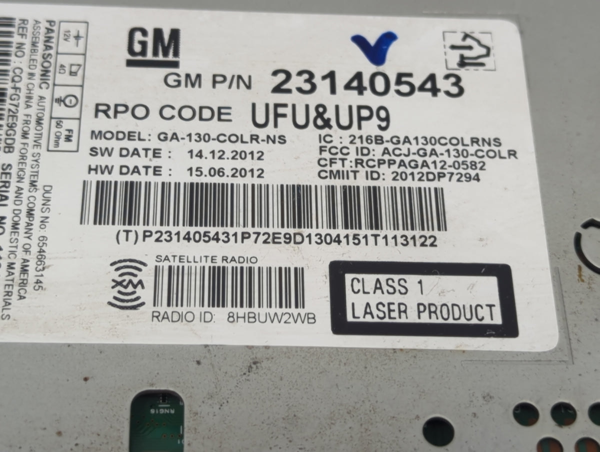 2013 Chevrolet Malibu Radio AM FM Cd Player Receiver Replacement P/N:23140543 OEM Used Auto Parts - Oemusedautoparts1.com
