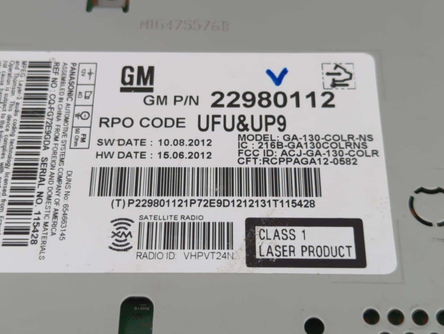 2013 Chevrolet Malibu Radio AM FM Cd Player Receiver Replacement P/N:22980112 Fits OEM Used Auto Parts - Oemusedautoparts1.c
