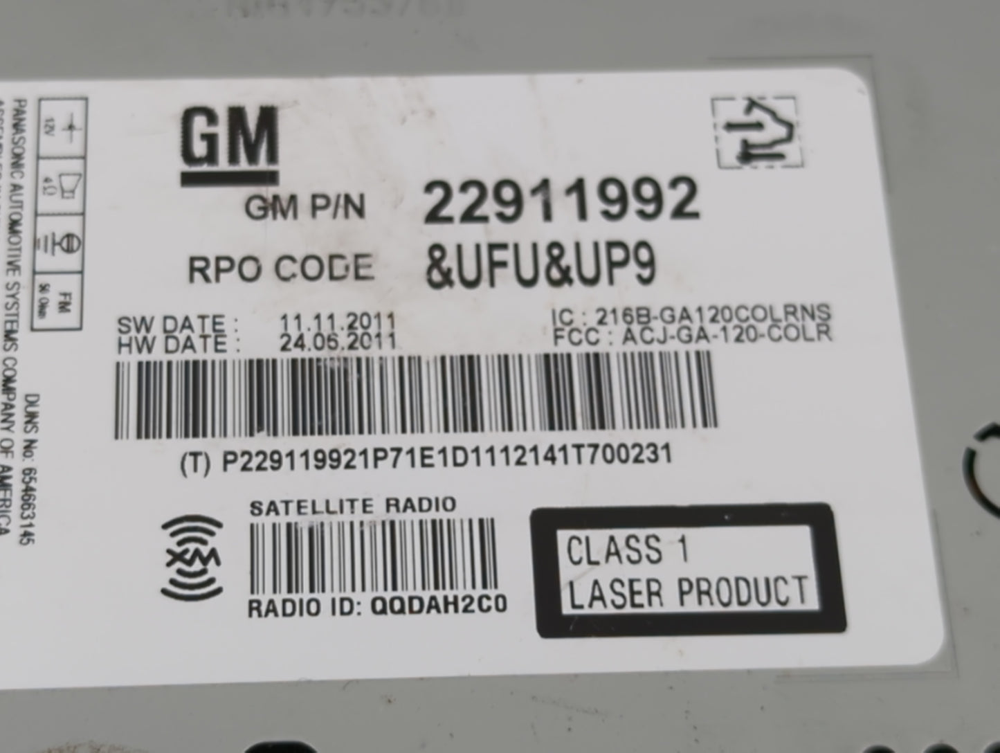 2013 Chevrolet Malibu Radio AM FM Cd Player Receiver Replacement P/N:22911992 Fits OEM Used Auto Parts - Oemusedautoparts1.c