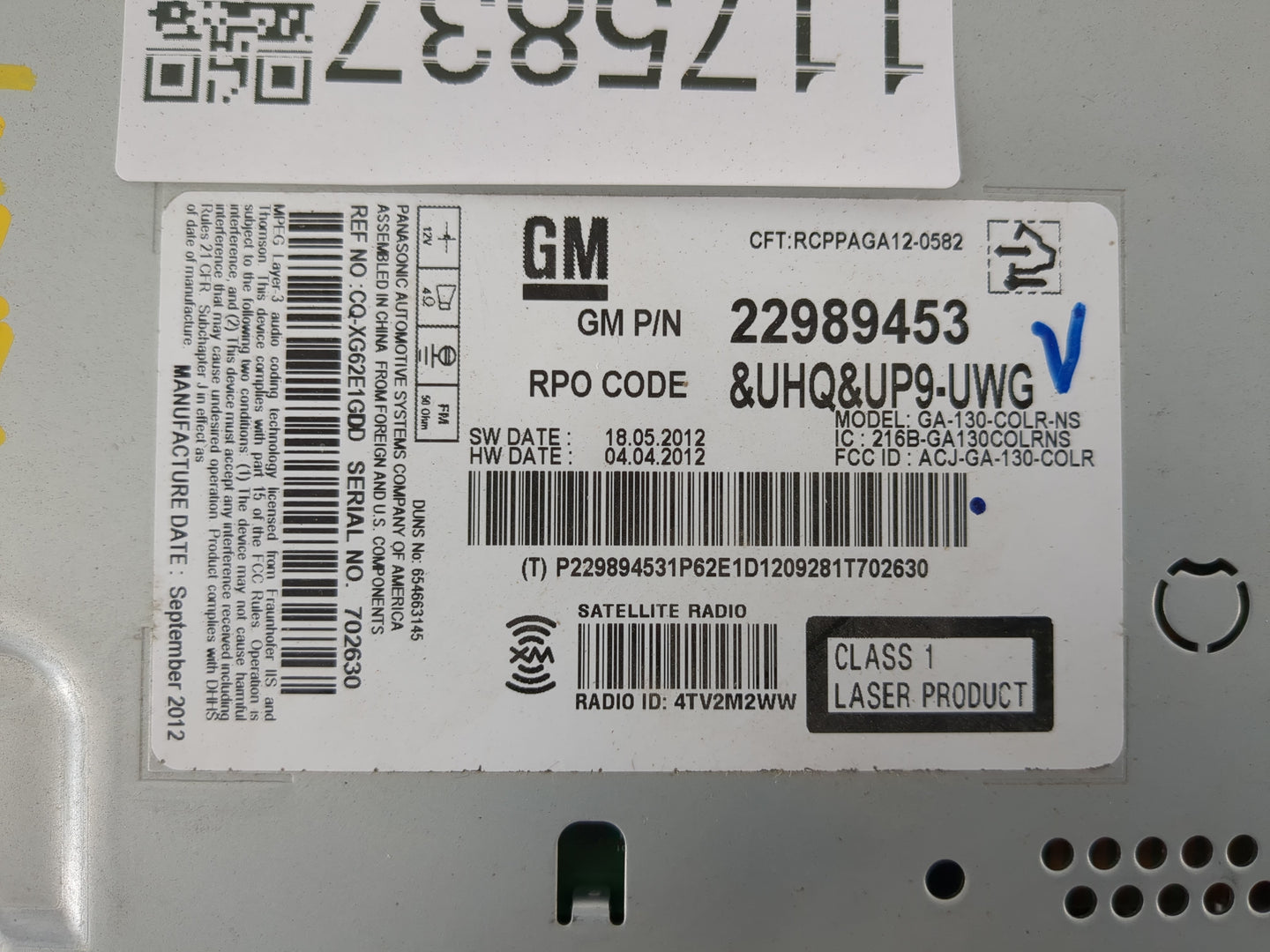 2013 Chevrolet Malibu Radio AM FM Cd Player Receiver Replacement P/N:22989453 22 886 728 Fits OEM Used Auto Parts - Oemuseda