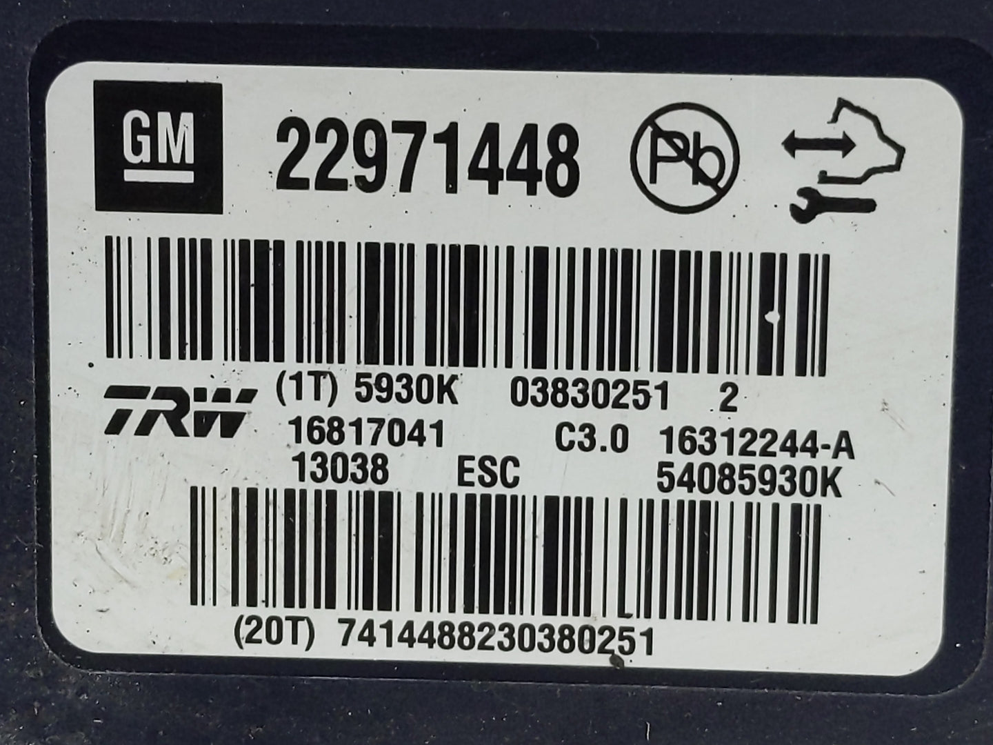 2013-2016 Chevrolet Malibu ABS Pump Control Module Replacement P/N:22971448 Fits Fits 2012 2013 2014 2015 2016 OEM Used Auto