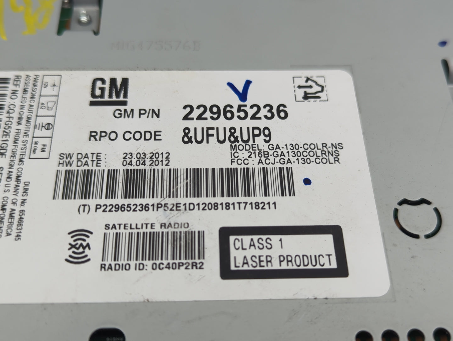 2013 Chevrolet Malibu Radio AM FM Cd Player Receiver Replacement P/N:22869142 Fits OEM Used Auto Parts - Oemusedautoparts1.c