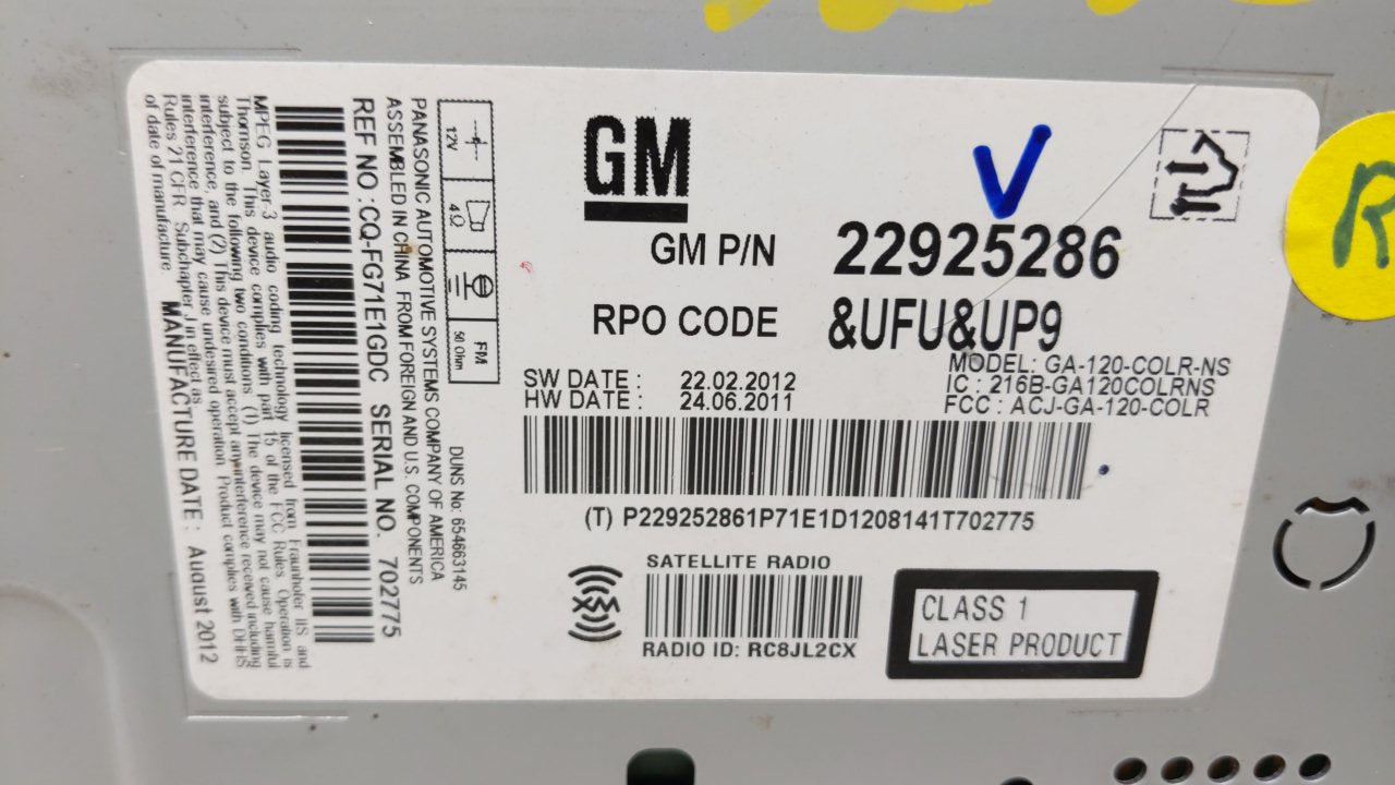 2013-2013 Chevrolet Malibu Am Fm Cd Player Radio Receiver - Oemusedautoparts1.com