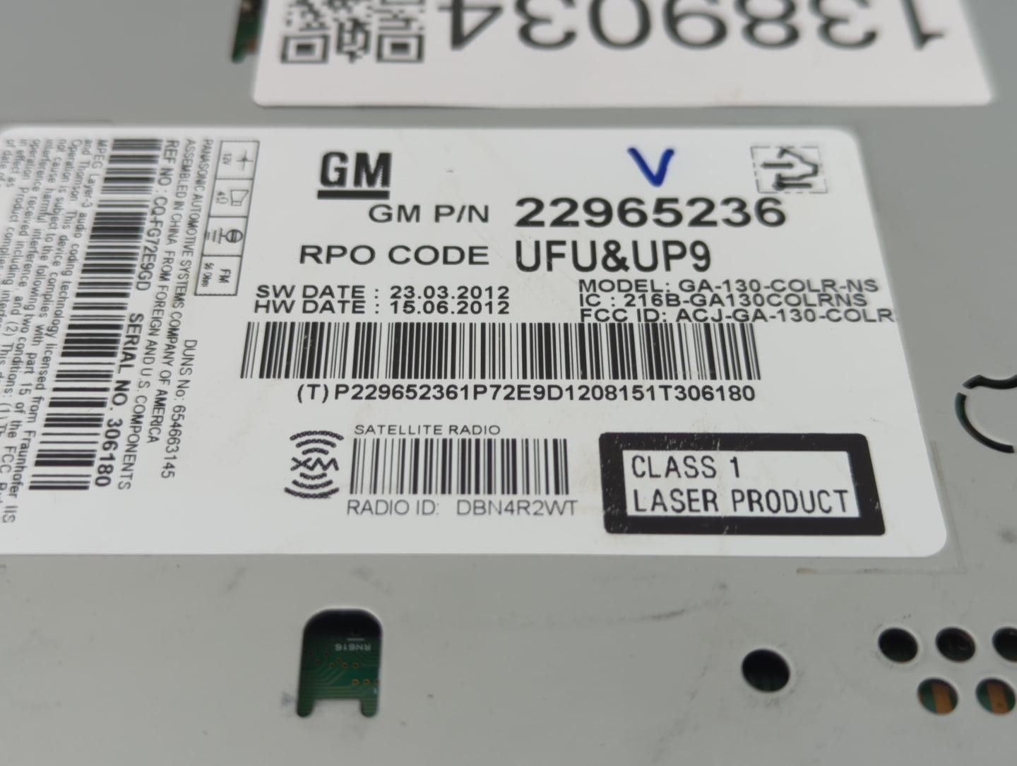 2013 Chevrolet Malibu Radio AM FM Cd Player Receiver Replacement P/N:22965236 Fits OEM Used Auto Parts - Oemusedautoparts1.c