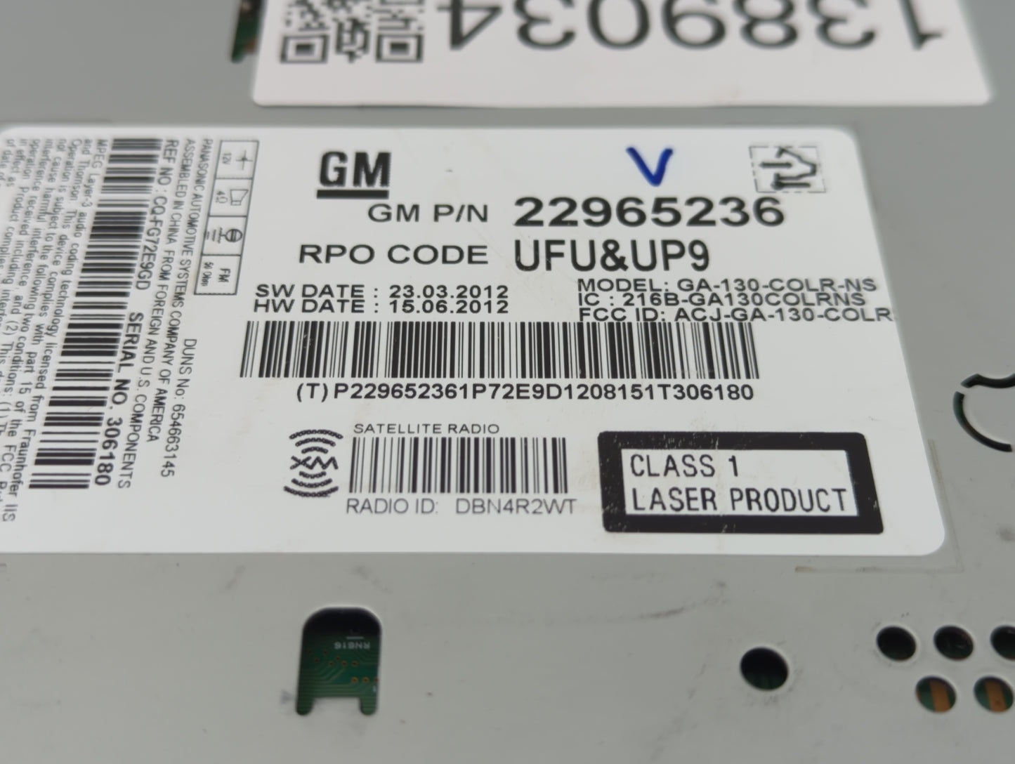 2013 Chevrolet Malibu Radio AM FM Cd Player Receiver Replacement P/N:22965236 Fits OEM Used Auto Parts - Oemusedautoparts1.c