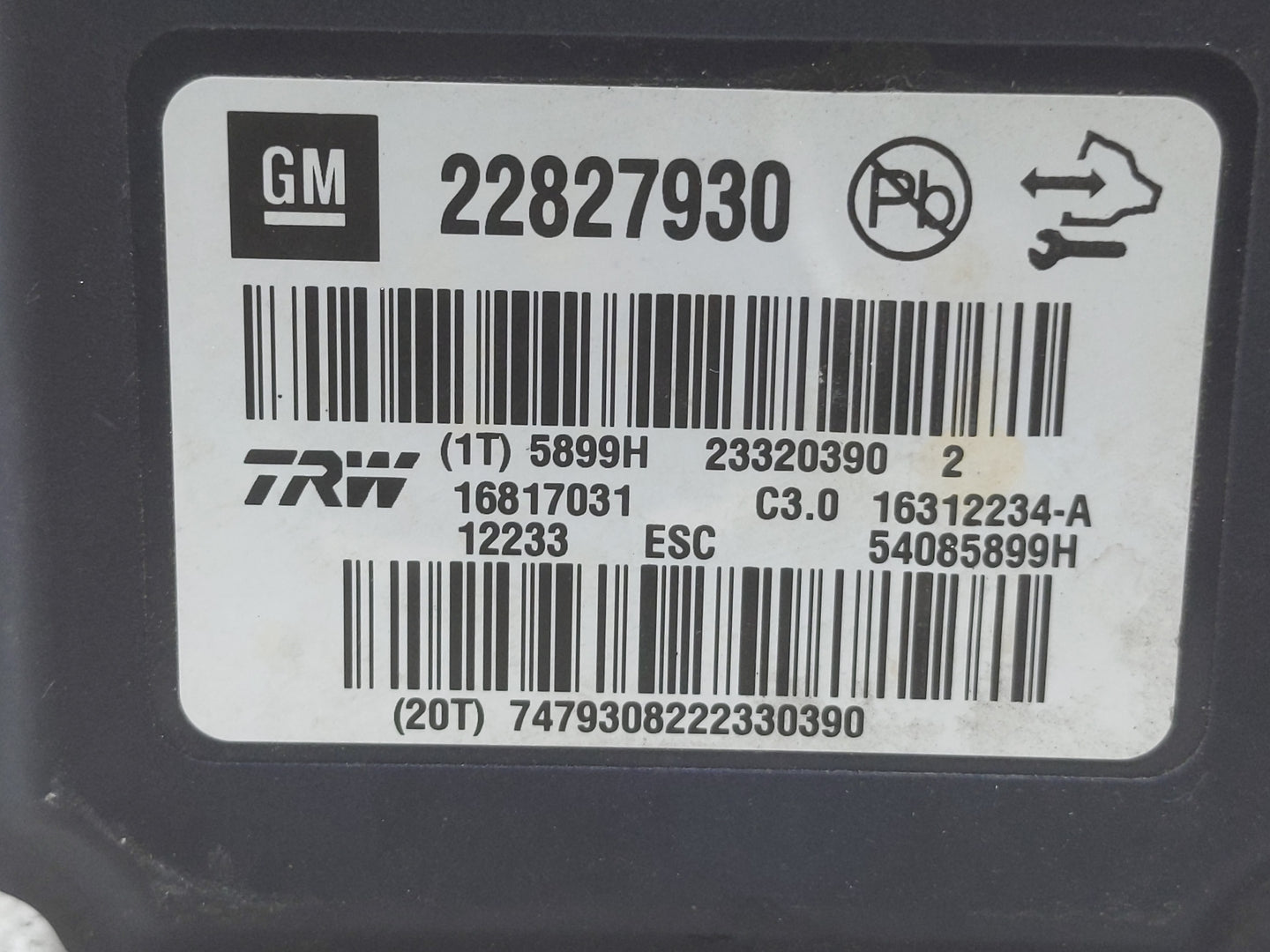 2013-2016 Chevrolet Malibu ABS Pump Control Module Replacement P/N:22827930 Fits Fits 2012 2013 2014 2015 2016 OEM Used Auto
