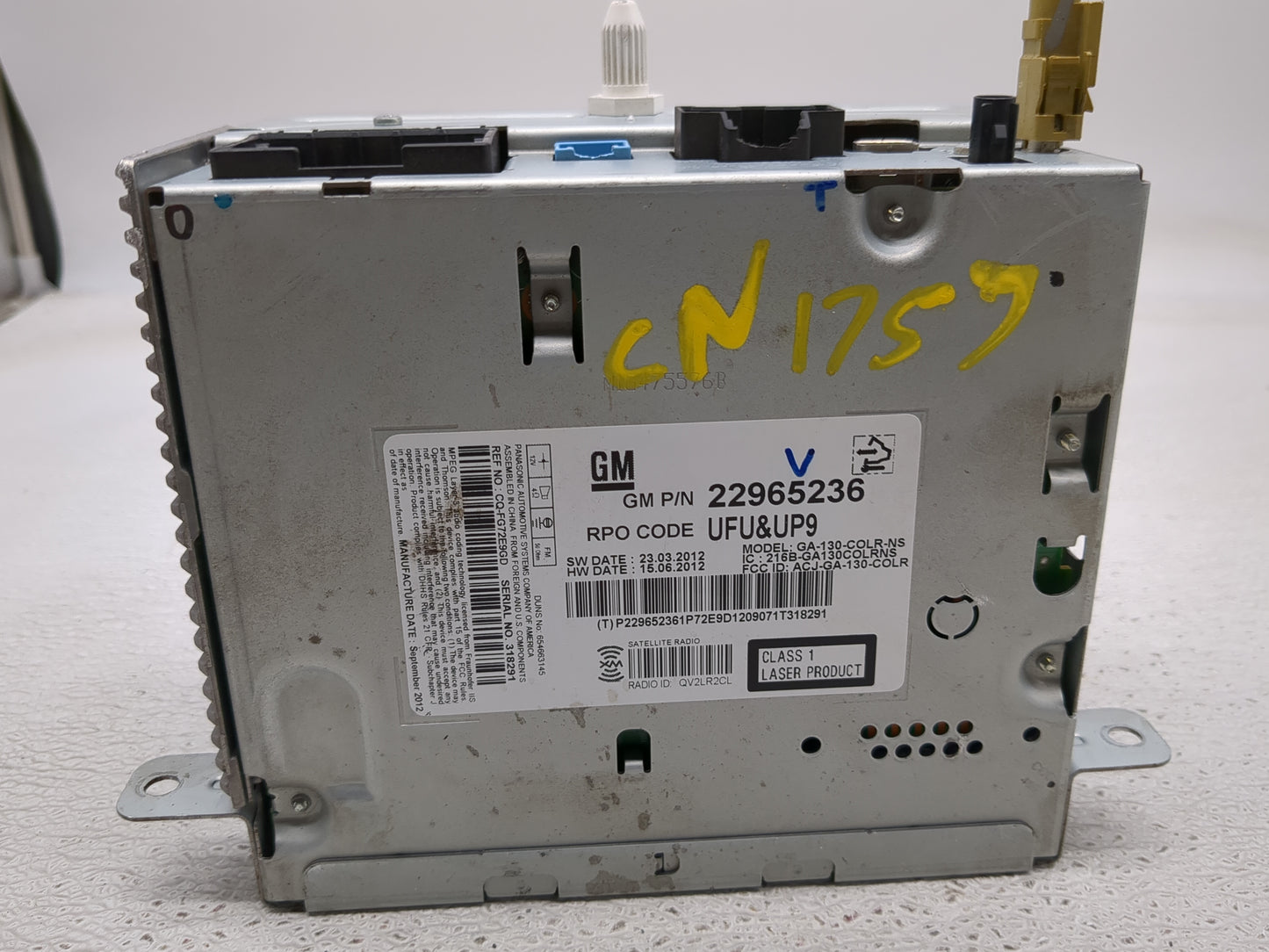 2013 Chevrolet Malibu Radio AM FM Cd Player Receiver Replacement P/N:22965236 Fits OEM Used Auto Parts - Oemusedautoparts1.c