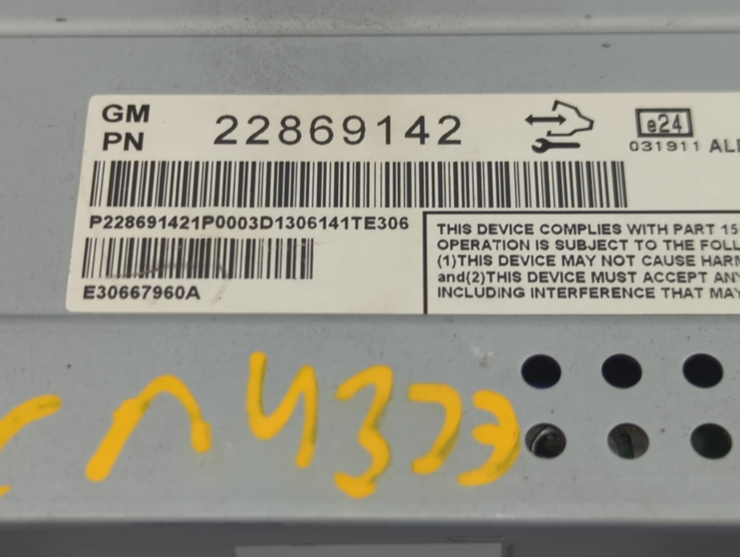 2013 Chevrolet Malibu Radio AM FM Cd Player Receiver Replacement P/N:23140543 CQ-FG72E9GDB, GA-130-COLR-NS, ACJ-GA-130-COLR 