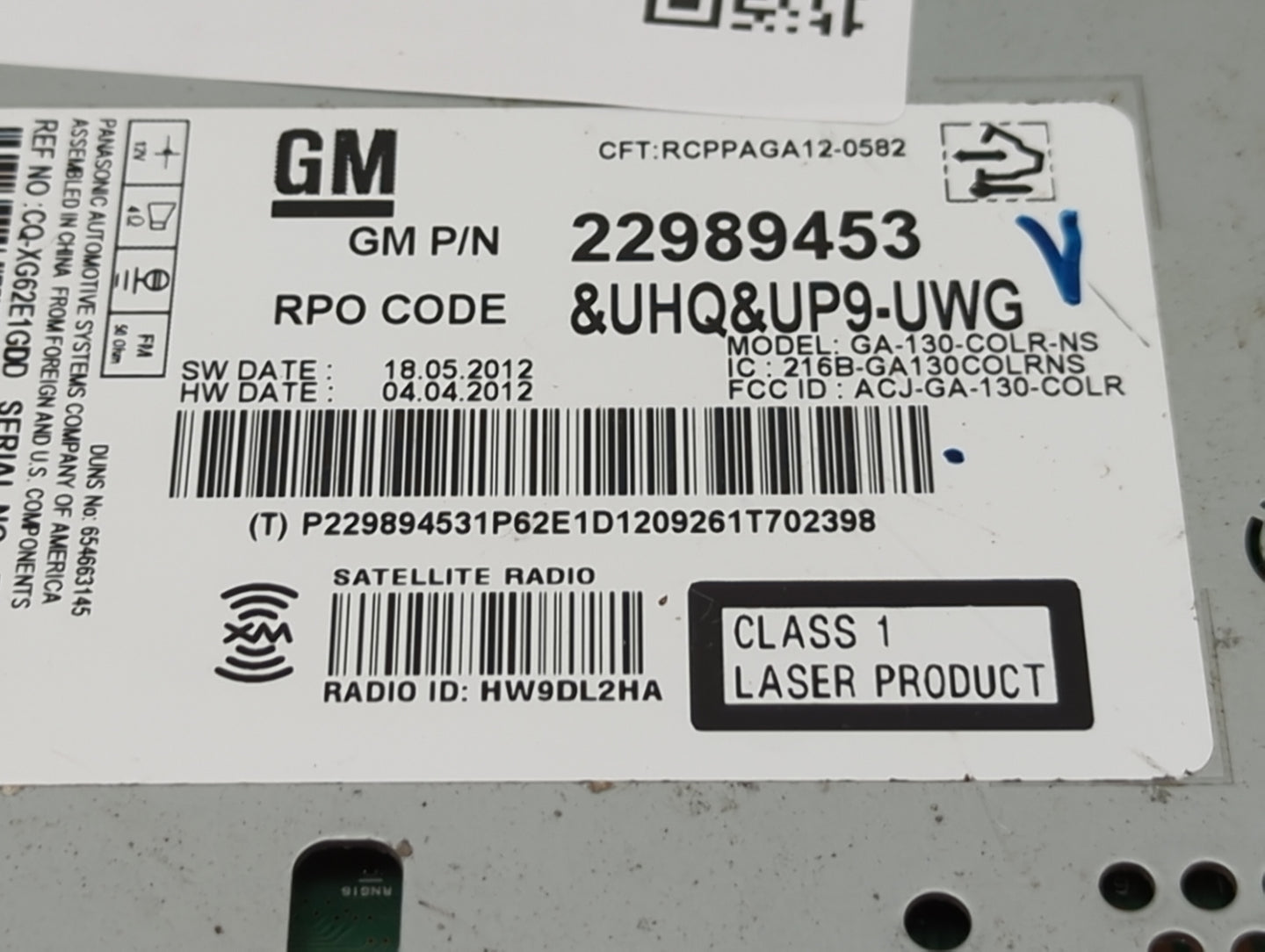 2013 Chevrolet Malibu Radio AM FM Cd Player Receiver Replacement P/N:22989453 CQ-XG62E1GDD, GA-130-COLR-NS, 216B-GA130COLRNS