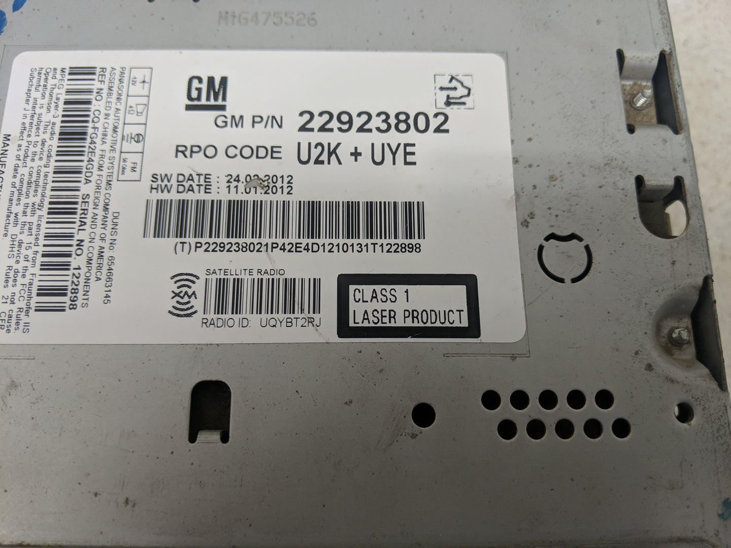 2013 Chevrolet Malibu Radio AM FM Cd Player Receiver Replacement P/N:22923802 Fits OEM Used Auto Parts - Oemusedautoparts1.c