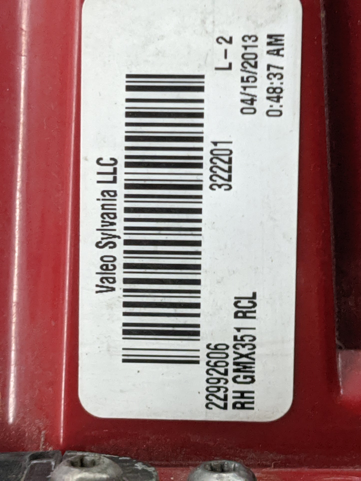 2013-2016 Chevrolet Malibu Tail Light Assembly Passenger Right OEM P/N:22992606 GMX351 Fits Fits 2013 2014 2015 2016 OEM Use