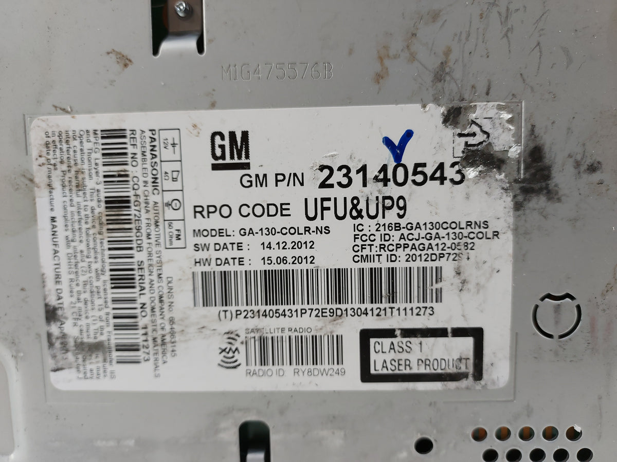 2013 Chevrolet Malibu Radio AM FM Cd Player Receiver Replacement P/N:23140543 GA-130-COLR-NS, ACJ-GA-130-COLR Fits OEM Used 