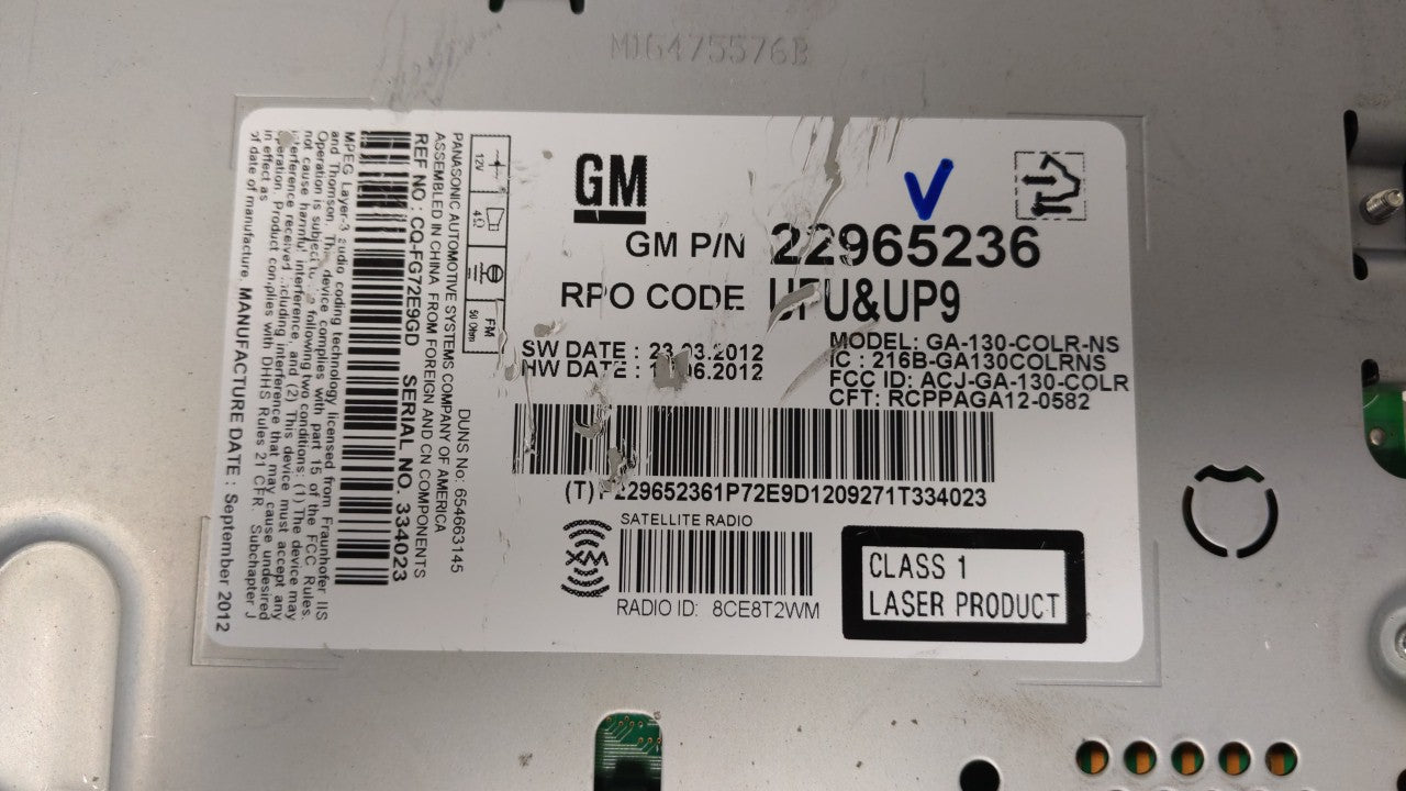 2013-2013 Chevrolet Malibu Am Fm Cd Player Radio Receiver - Oemusedautoparts1.com