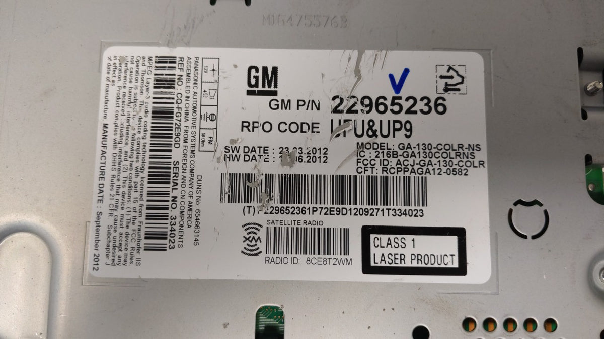 2013-2013 Chevrolet Malibu Am Fm Cd Player Radio Receiver 159282 - Oemusedautoparts1.com