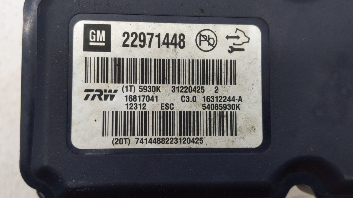 2013-2016 Chevrolet Malibu Anti-Lock Brake ABS Pump Module Actuator OEM P/N:22815252 22888646 Fits Fits 2012 2013 2014 2015 
