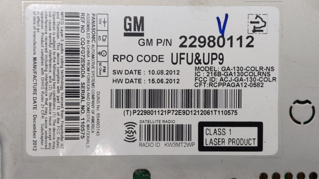 2013-2013 Chevrolet Malibu Am Fm Cd Player Radio Receiver - Oemusedautoparts1.com