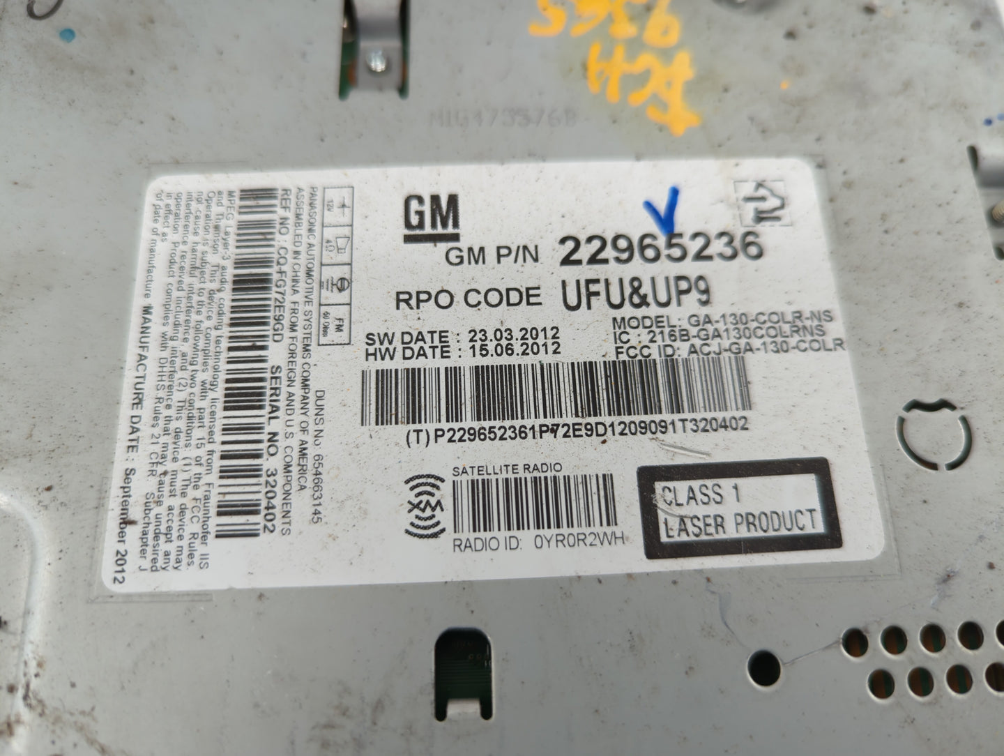 2013 Chevrolet Malibu Radio AM FM Cd Player Receiver Replacement P/N:22965236 23140543, 22980112, 22869142 Fits OEM Used Aut