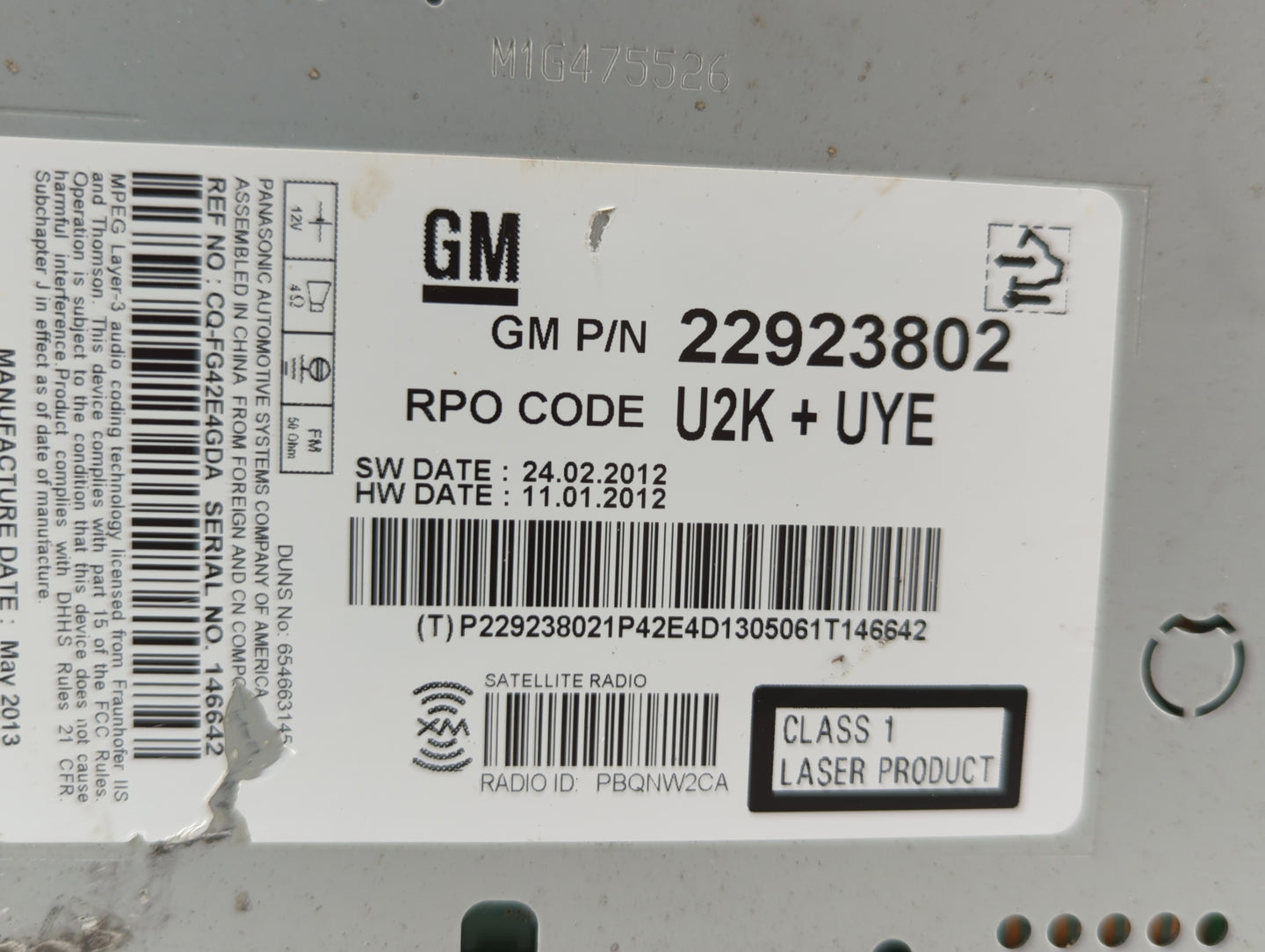2013-2013 Chevrolet Malibu Am Fm Cd Player Radio Receiver - Oemusedautoparts1.com