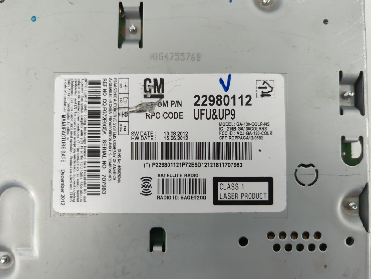 2013-2013 Chevrolet Malibu Am Fm Cd Player Radio Receiver 407757 - Oemusedautoparts1.com