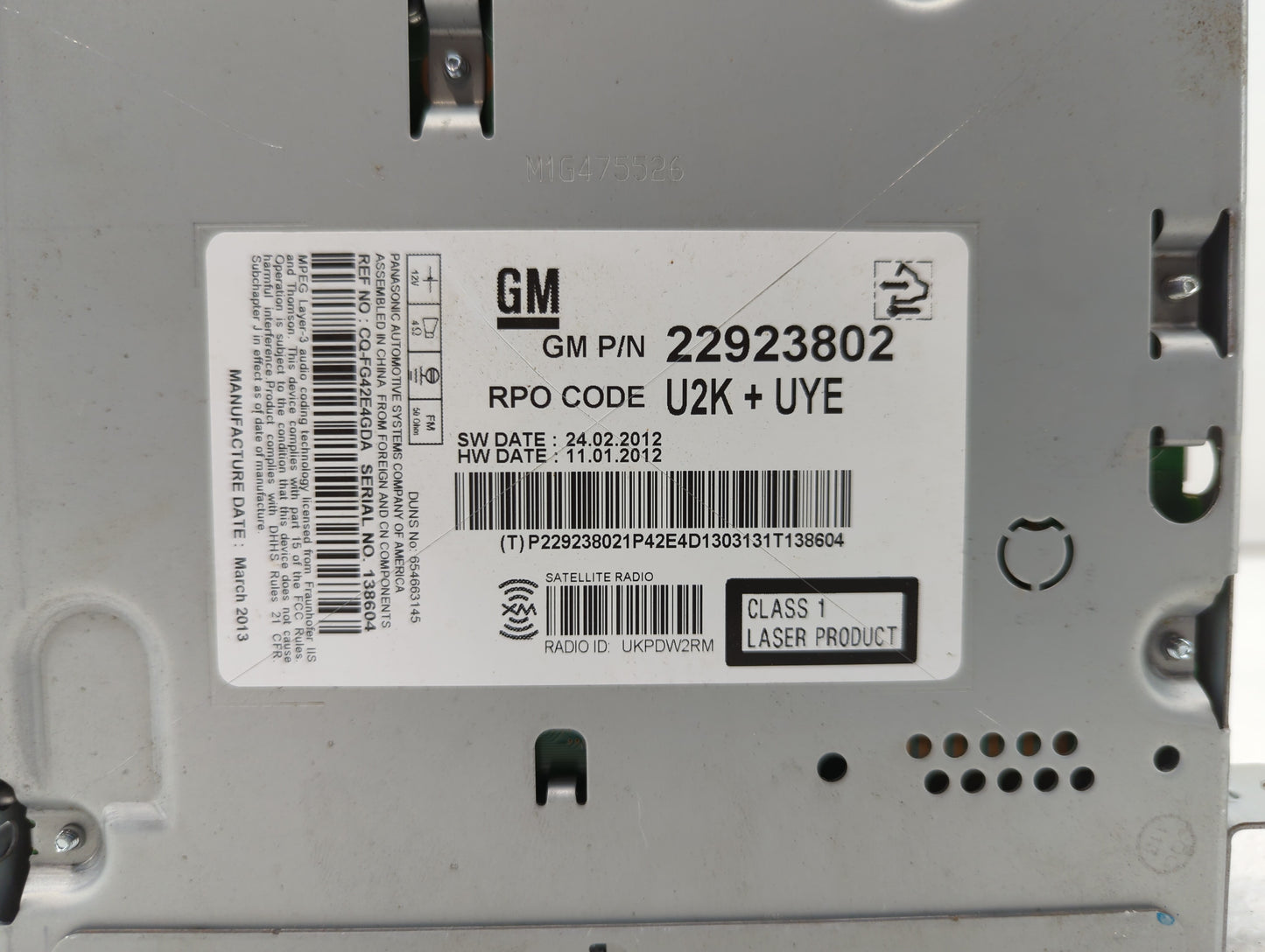 2013-2013 Chevrolet Malibu Am Fm Cd Player Radio Receiver - Oemusedautoparts1.com