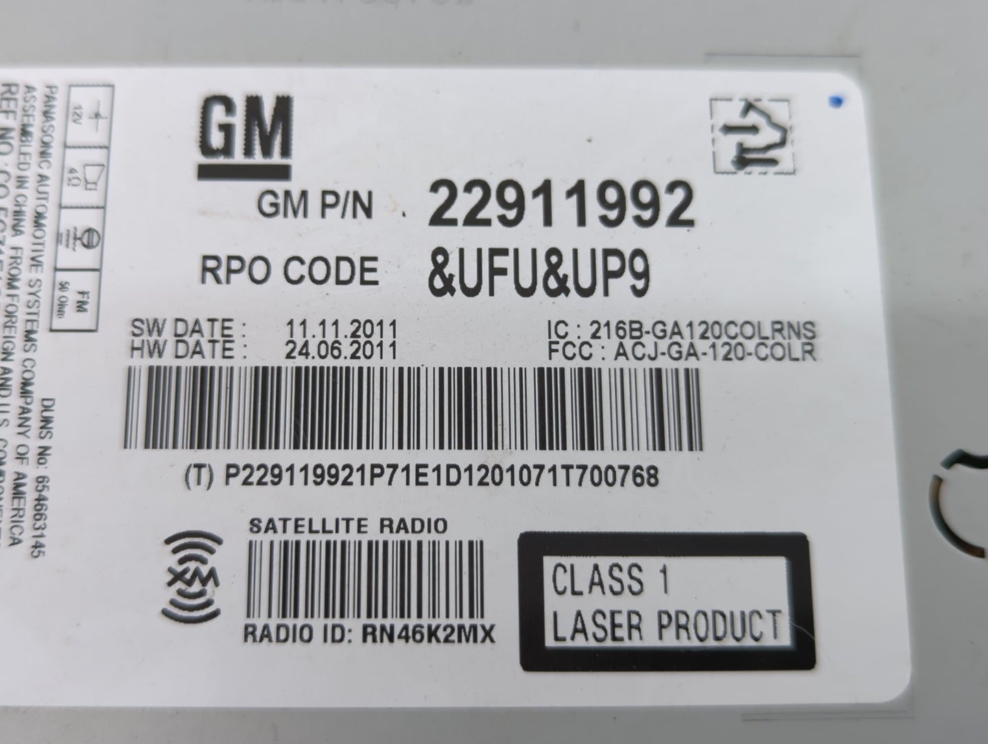 2013 Chevrolet Malibu Radio AM FM Cd Player Receiver Replacement P/N:22911992 22925286, 23140543 Fits OEM Used Auto Parts - 