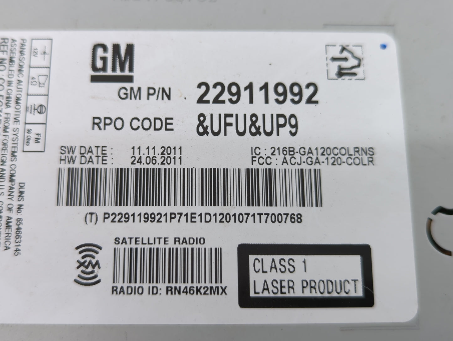 2013 Chevrolet Malibu Radio AM FM Cd Player Receiver Replacement P/N:22911992 22925286, 23140543 Fits OEM Used Auto Parts - 