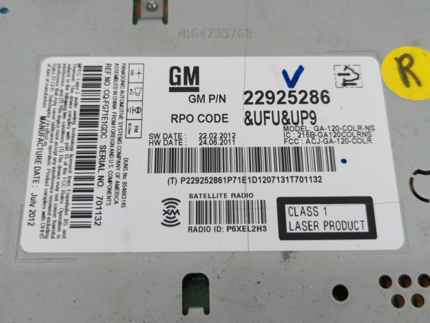 2013 Chevrolet Malibu Radio AM FM Cd Player Receiver Replacement P/N:22911992 22925286, 23140543 Fits OEM Used Auto Parts - 