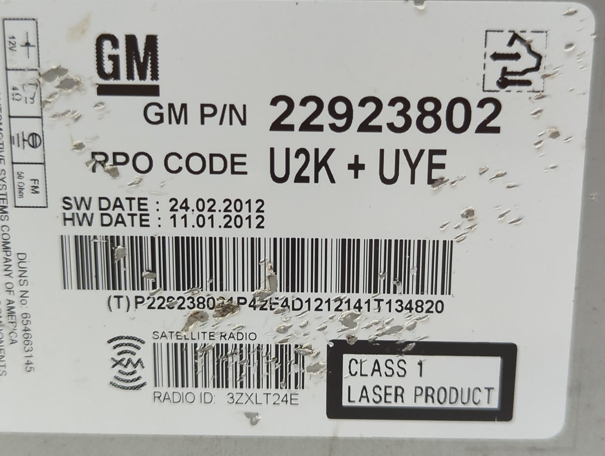 2013-2013 Chevrolet Malibu Am Fm Cd Player Radio Receiver 510854 - Oemusedautoparts1.com
