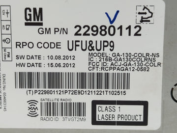 2013-2013 Chevrolet Malibu Am Fm Cd Player Radio Receiver