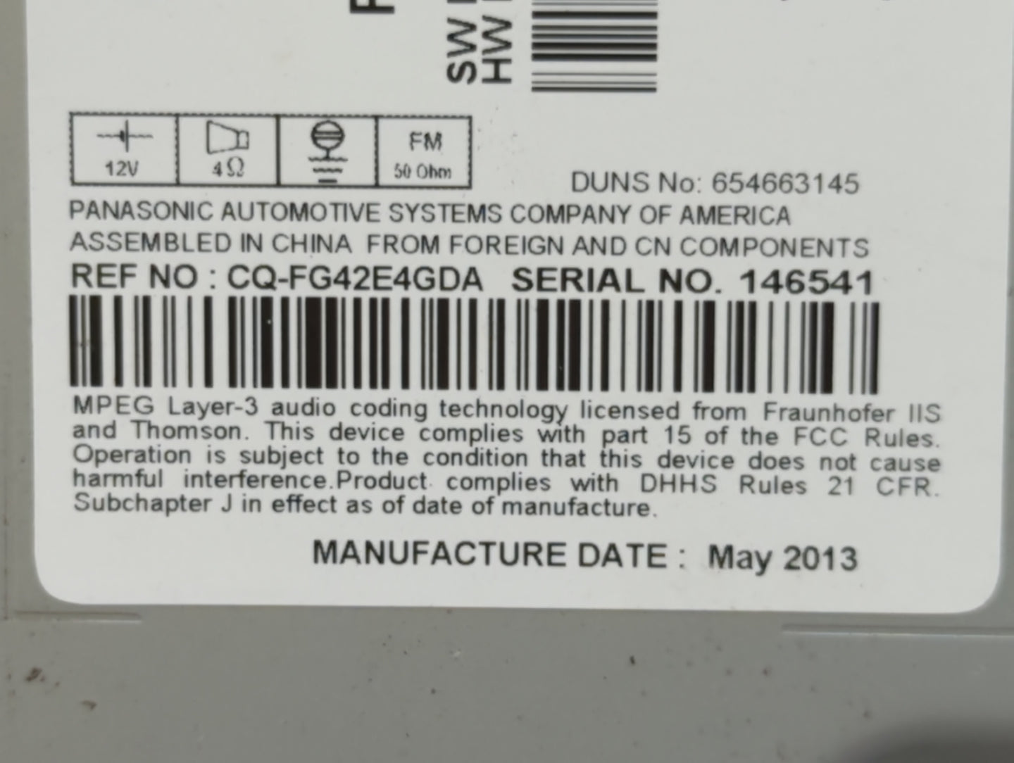 2013 Chevrolet Malibu Radio AM FM Cd Player Receiver Replacement P/N:22923802 Fits OEM Used Auto Parts - Oemusedautoparts1.c