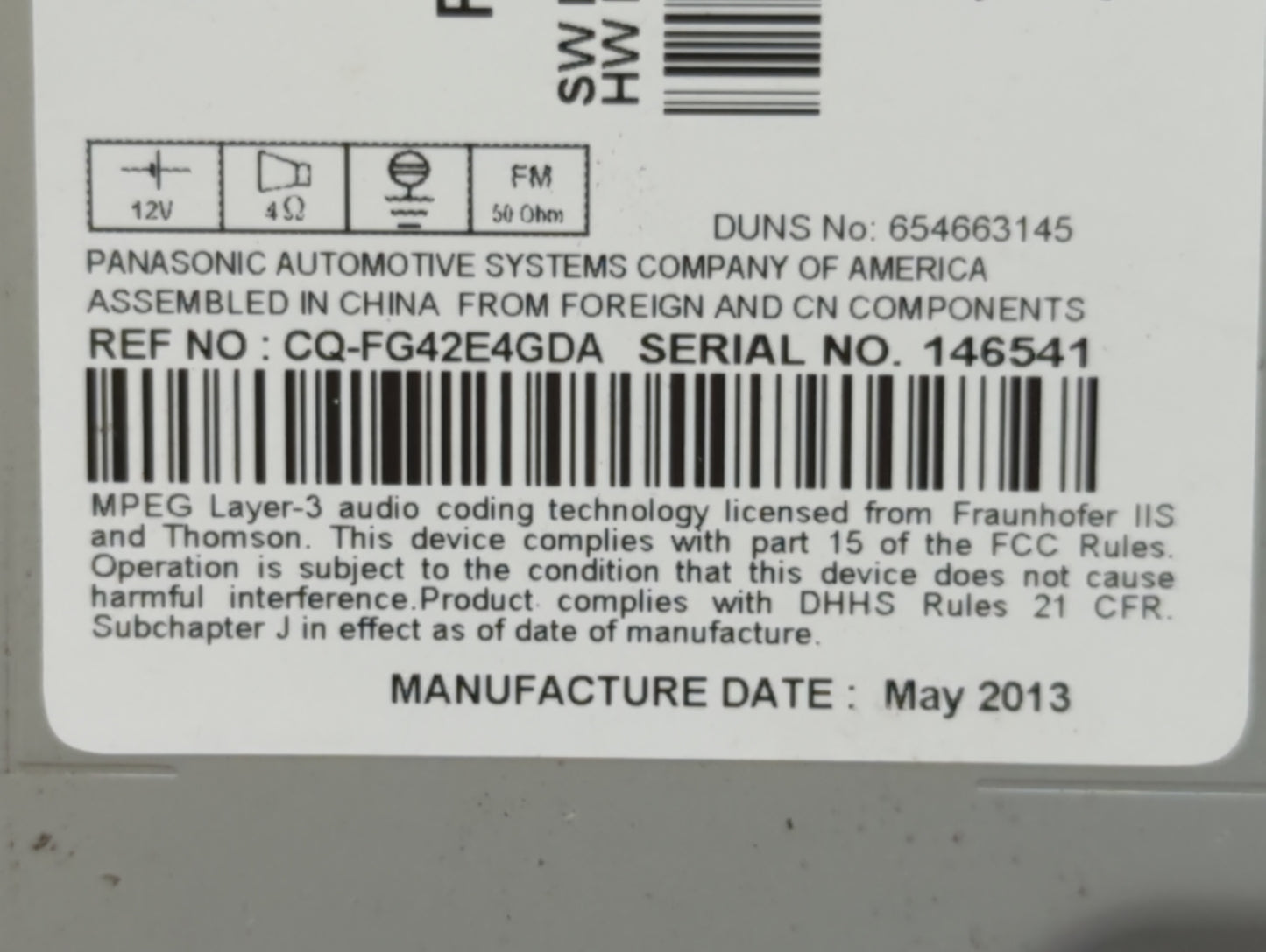 2013 Chevrolet Malibu Radio AM FM Cd Player Receiver Replacement P/N:22923802 Fits OEM Used Auto Parts - Oemusedautoparts1.c