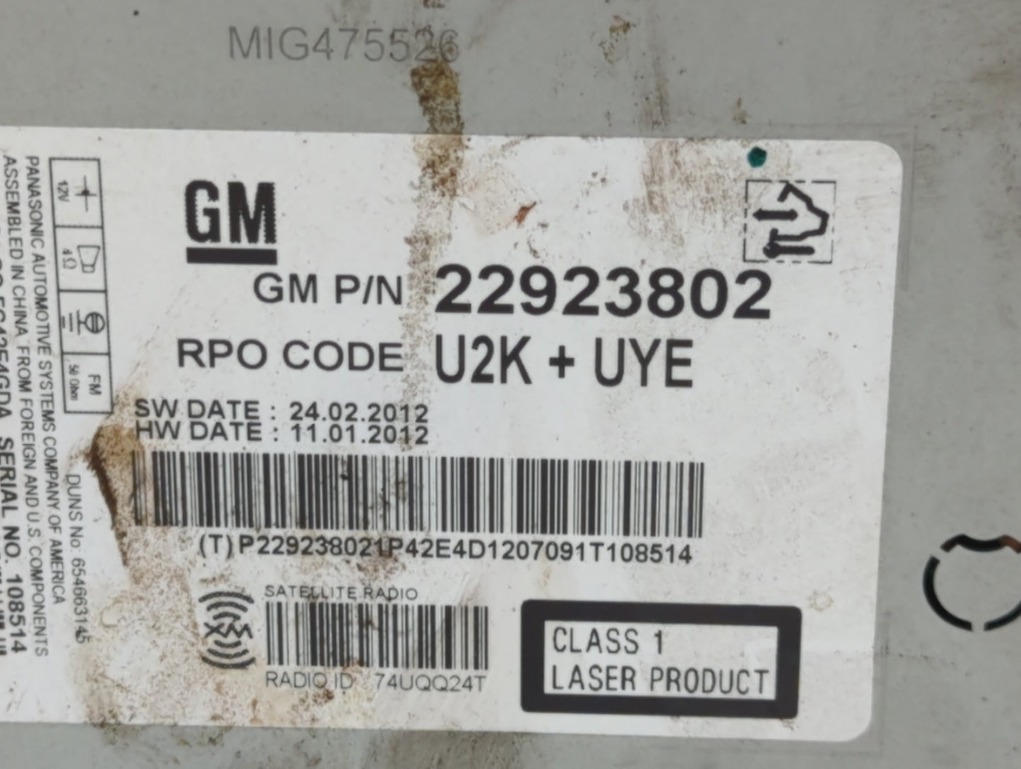 2013-2013 Chevrolet Malibu Am Fm Cd Player Radio Receiver - Oemusedautoparts1.com