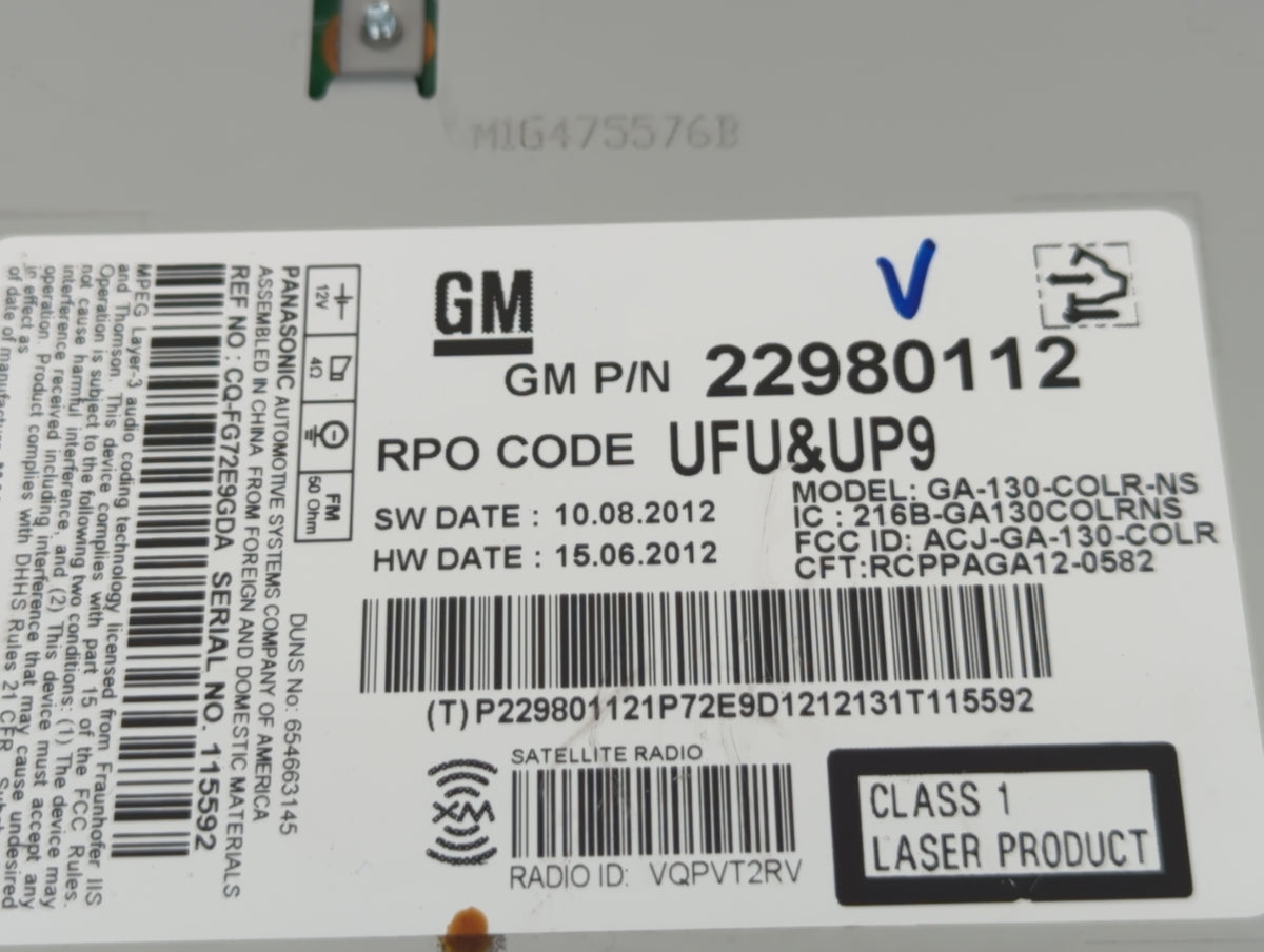 2013-2013 Chevrolet Malibu Am Fm Cd Player Radio Receiver 611380 - Oemusedautoparts1.com