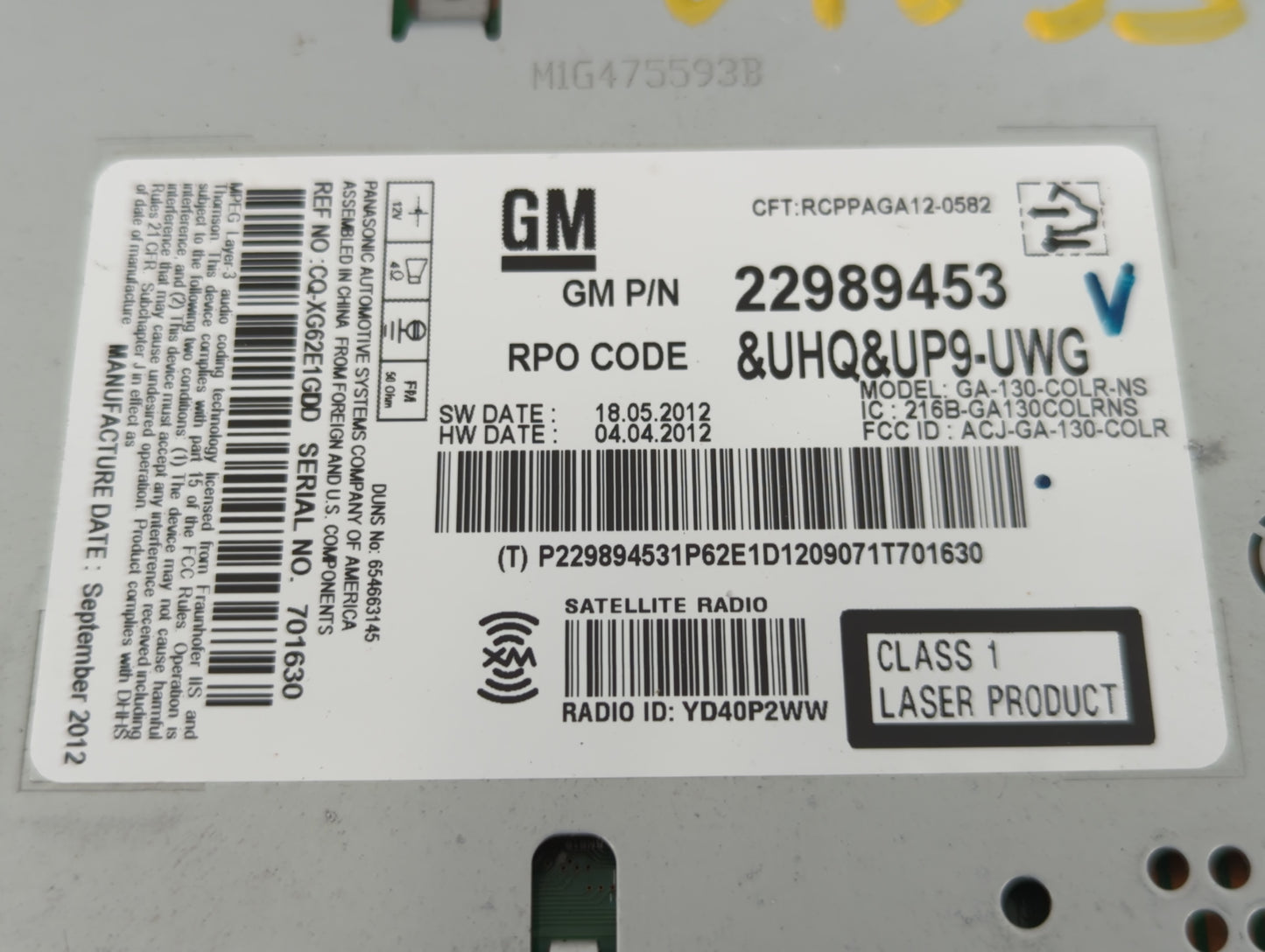 2013 Chevrolet Malibu Radio AM FM Cd Player Receiver Replacement P/N:22989453 Fits OEM Used Auto Parts - Oemusedautoparts1.c