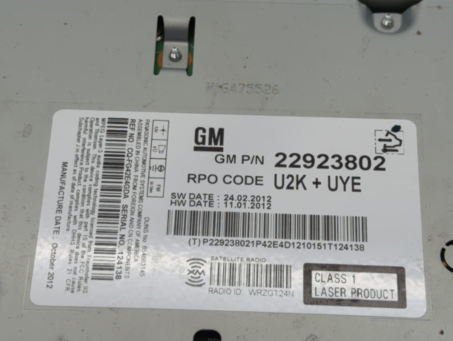 2013-2013 Chevrolet Malibu Am Fm Cd Player Radio Receiver - Oemusedautoparts1.com