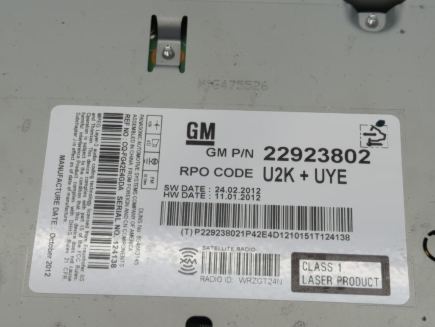 2013-2013 Chevrolet Malibu Am Fm Cd Player Radio Receiver - Oemusedautoparts1.com